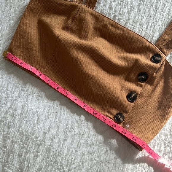 Me to We Crop Top Camel Brown Cotton Button Front Corset Style Tank Size M - Picture 7 of 9